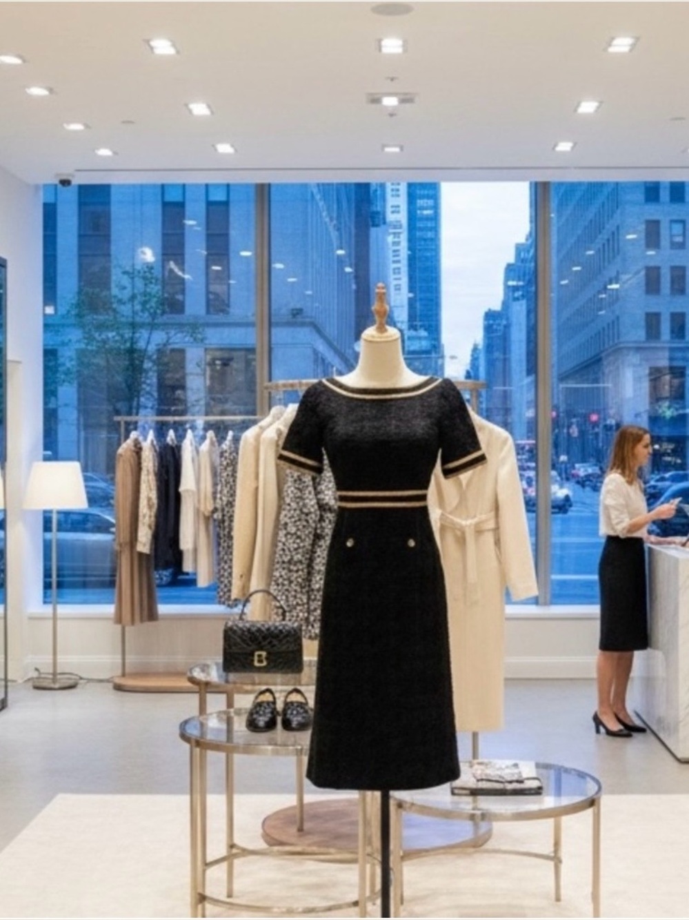 Gucci Black and Gold Textured Tweed Dress